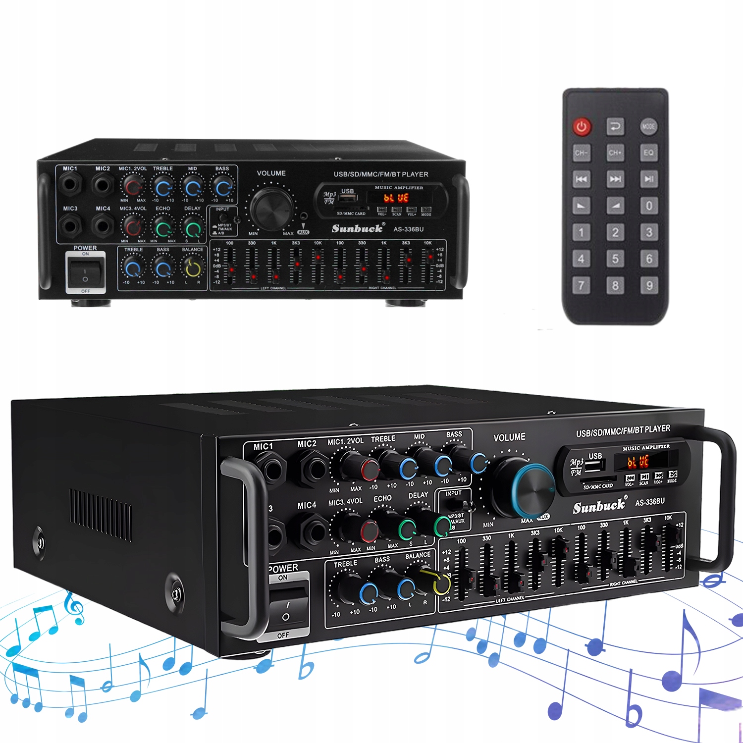 WZMACNIACZ HIFI GŁOŚNIKÓW STEREO BLUETOOTH 5.0 FM AUX DVD SD USB 2000W