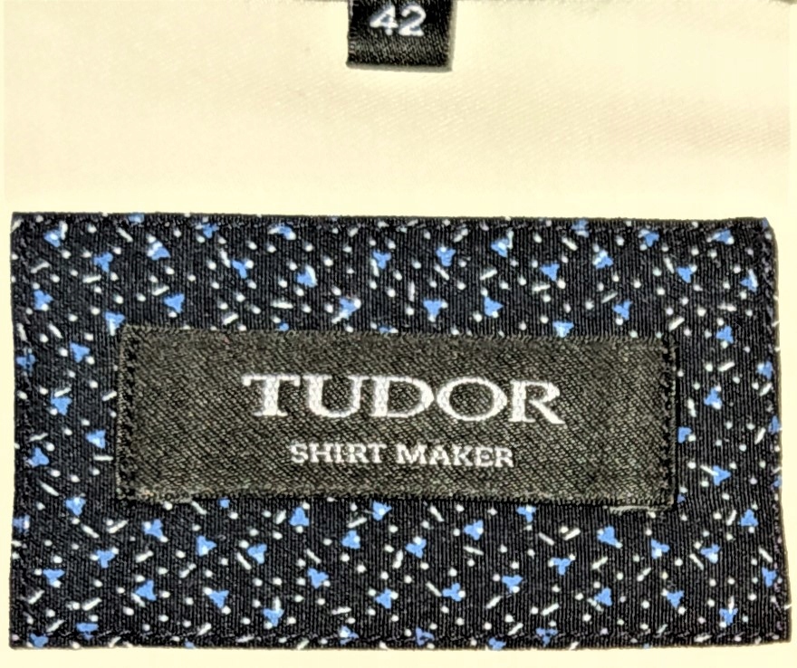 KREMOWA KOSZULA MĘSKA KR. RĘKAW SLIM TUDOR r. 42 Kolekcja CLASSIC