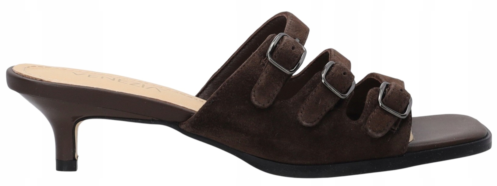 Nazouváky Na Podpatku Dámské Kožené Hnědé S Pásky Stylové Venezia 40