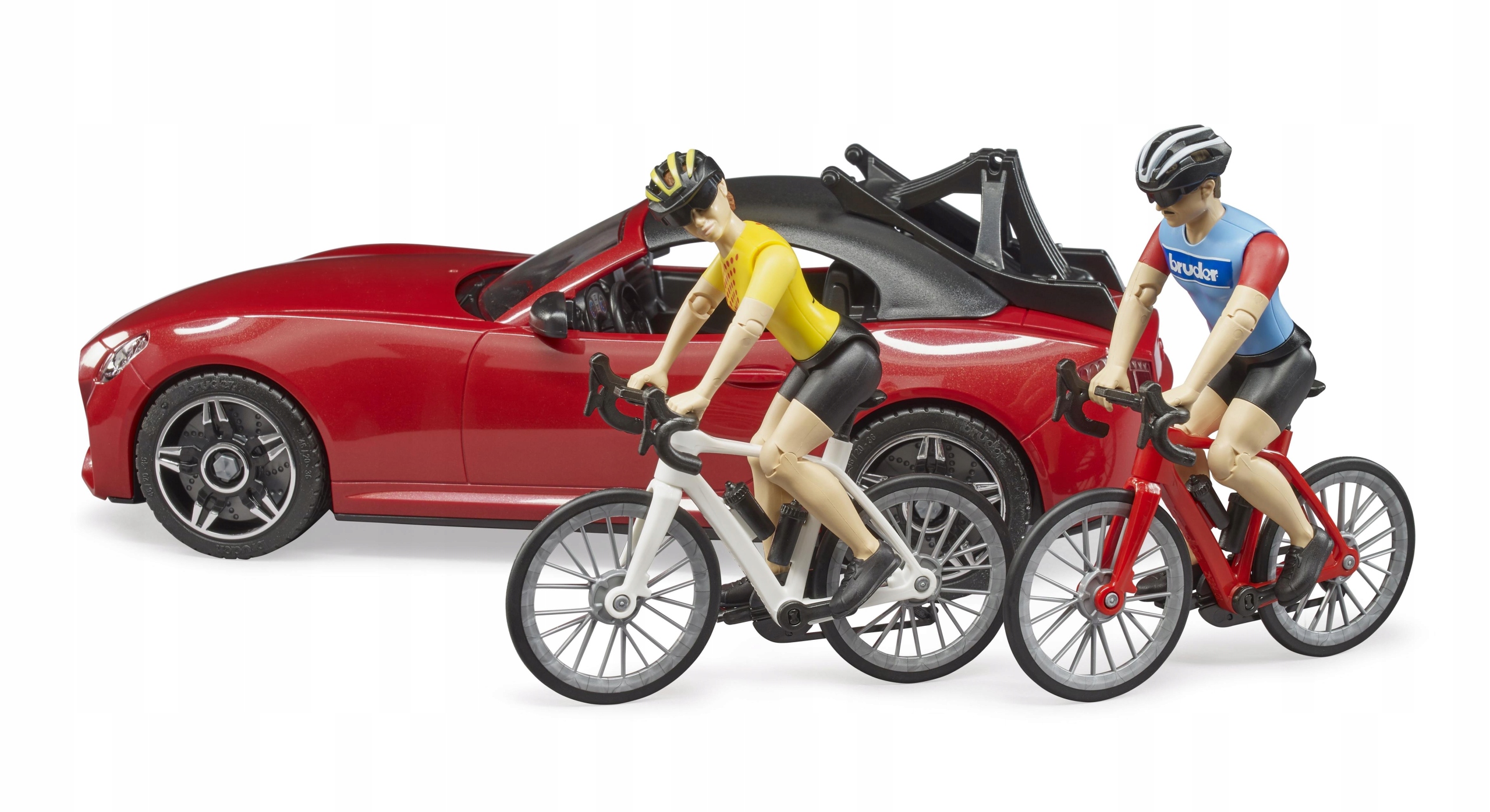 Bruder 03485 Auto Roadster z figurką i rowerem Materiał plastik