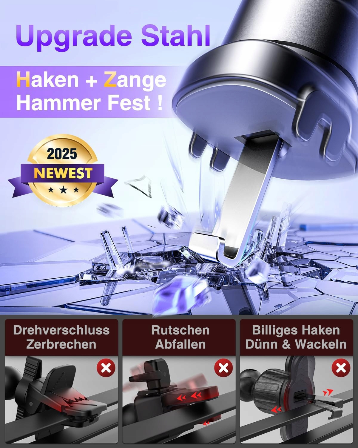 VANMASS Uchwyt Samochodowy 2025 Ulepszony Stabilny Do iPhone ANDROID — miniatura 2