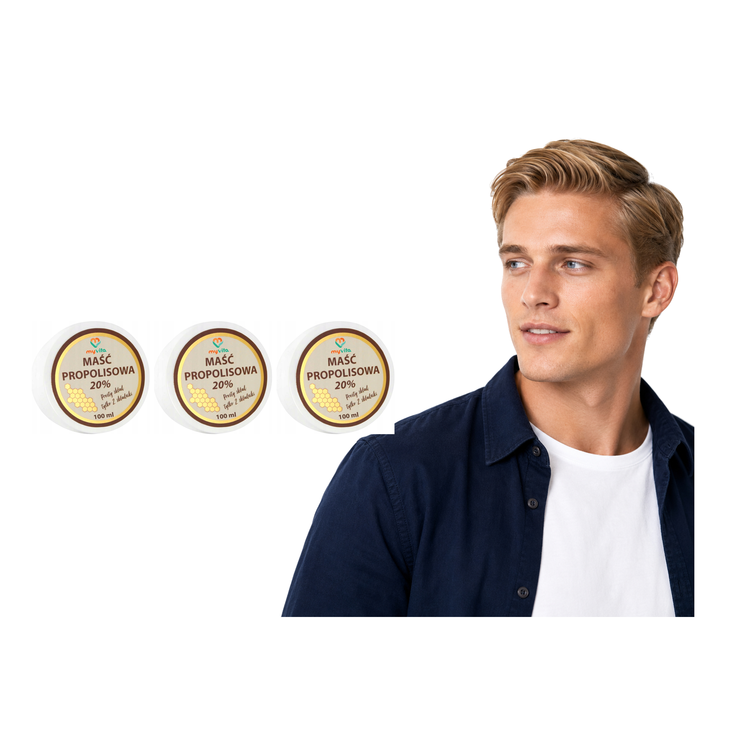 3x Maść Propolisowa Myvita 20% Kit Pszczeli Propolis Balsam 100 ml Inci