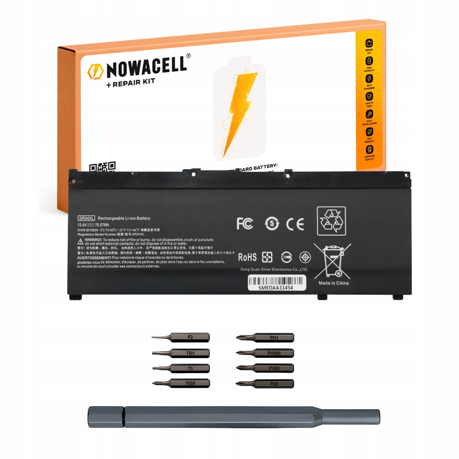 Bateria SR04XL do Hp Omen 15 17-CB, Hp Pavilion Power 15-CB 15,4V 70,07Wh