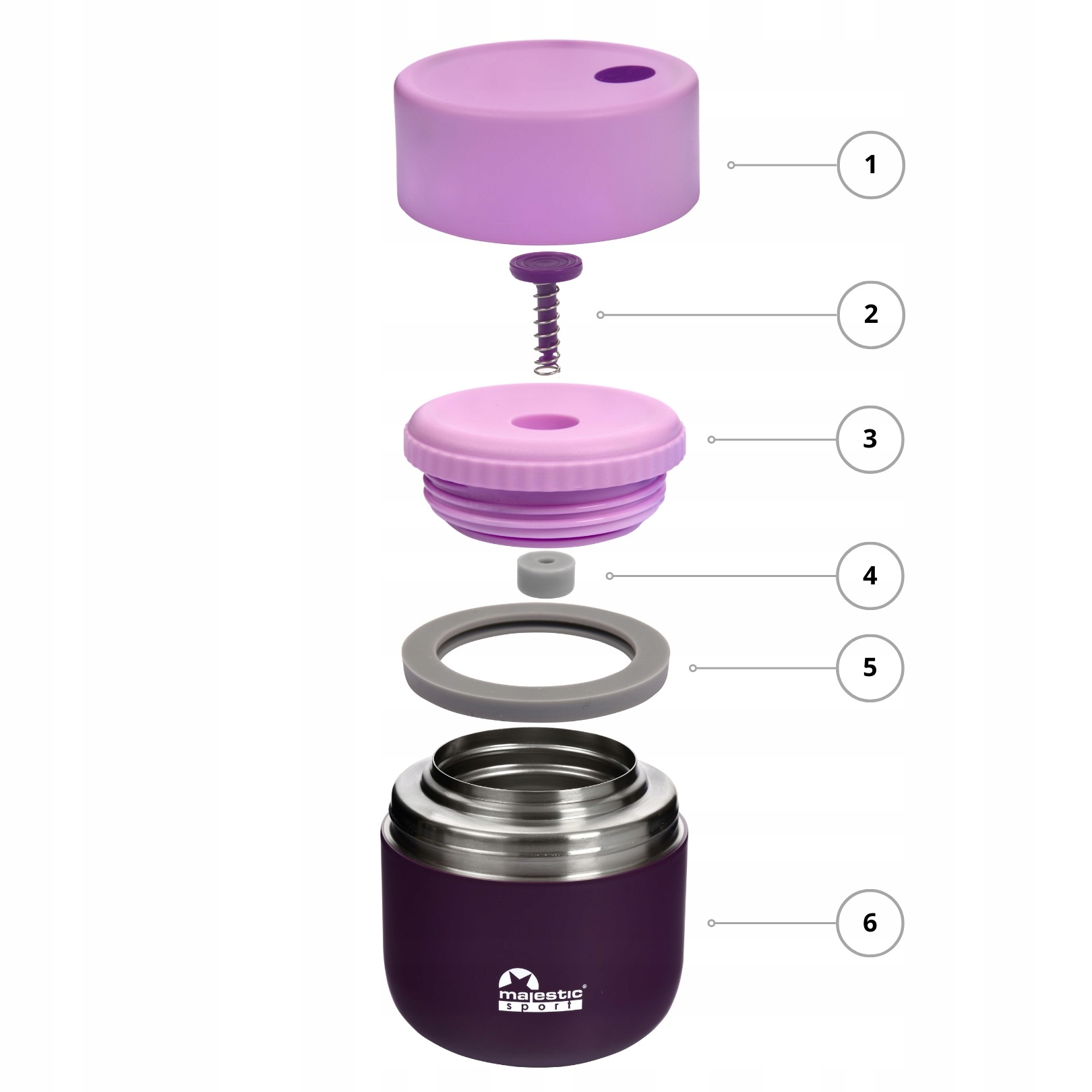 Termos obiadowy pojemnik termiczny na żywność food jug Majestic Sport 0,5l Materiał stal nierdzewna