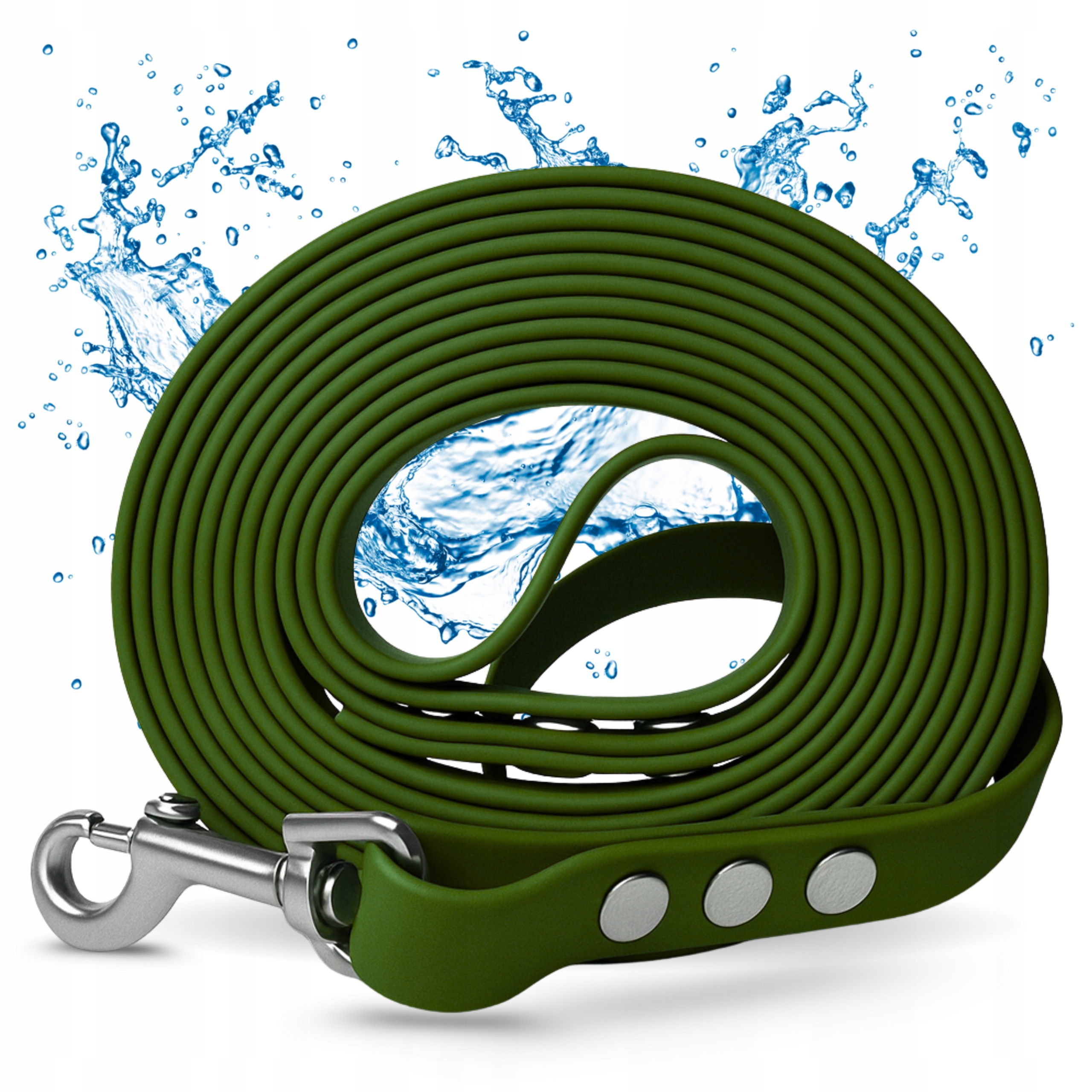 Levně Vodítko pro malého velkého psa 20 m vodotěsné, silné, dlouhé krátké, zelené