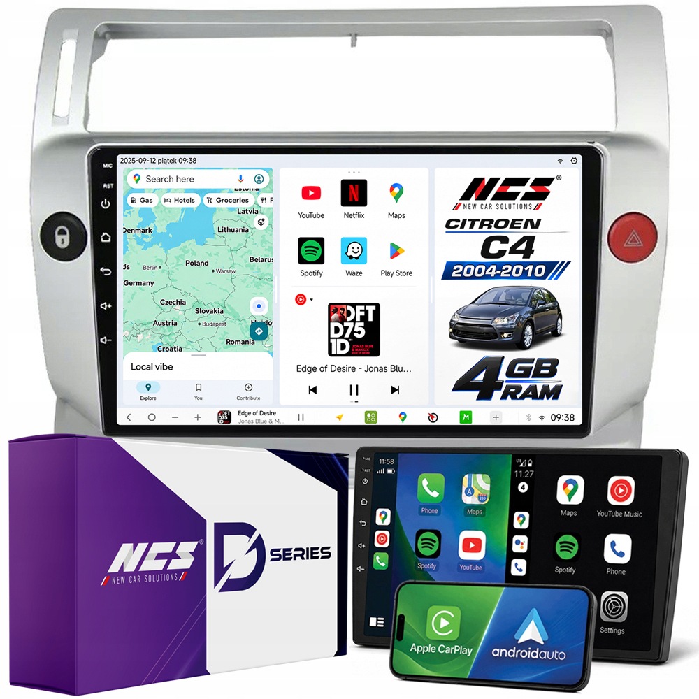Autorádio Ncs D9 Citroen C4 2004-2009 Android Navigace 4GB Lte