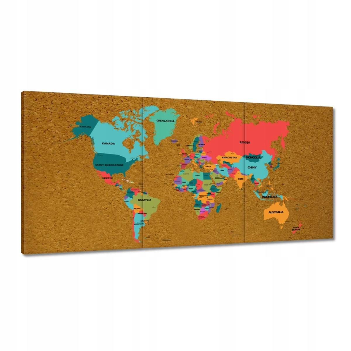 Obrazy 180x90 Mapa sveta v poľštine