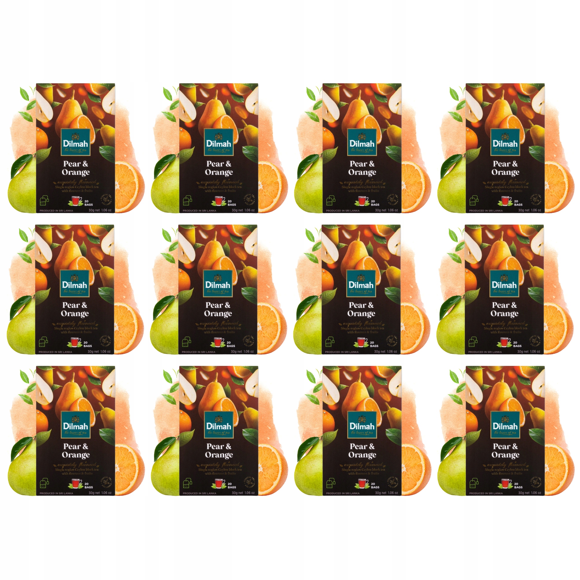 12x Herbata Czarna Dilmah Gruszka i Pomarańcza 20 Torebek