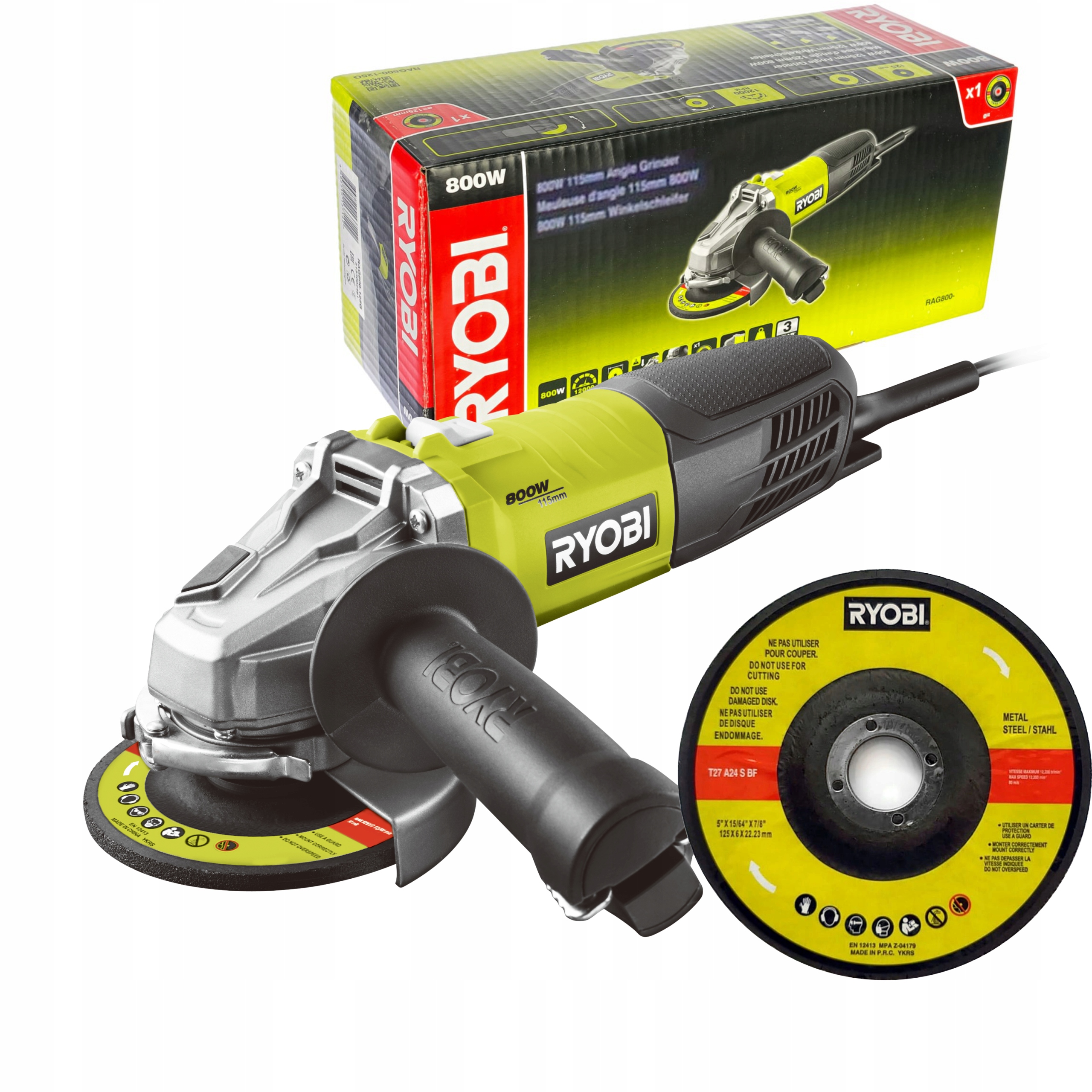 

Ryobi Szlifierka Kątowa 800W 115mm RAG800-115G