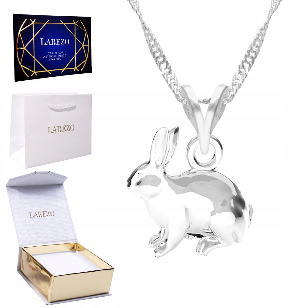 

Naszyjnik srebrny łańcuszek 925 Królik Rabbit