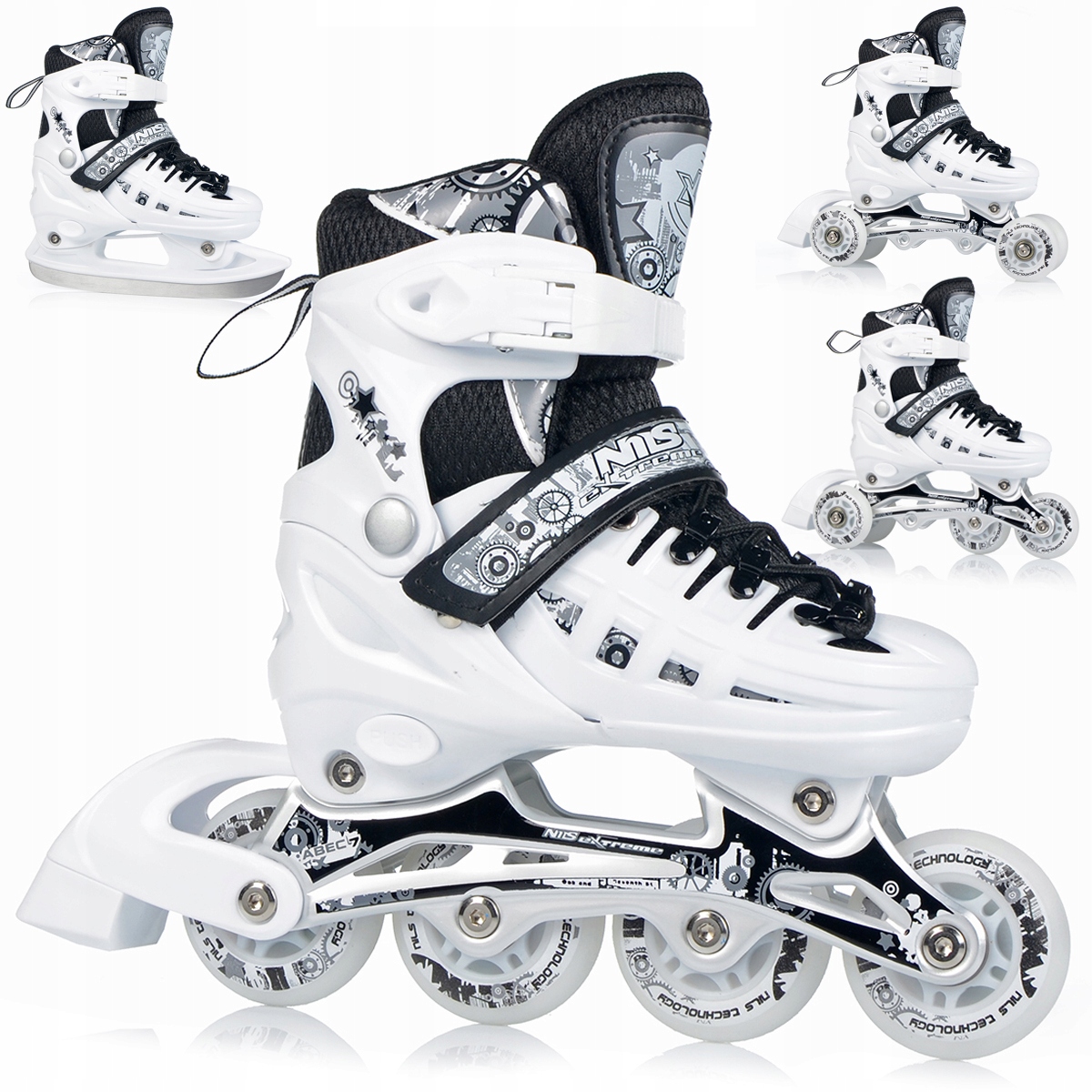 Brusle 2V1 Nastavitelné 4v1 Kolečkové Brusle Pro Děti Kolečka Led Kolečkové Brusle Brusle Na Led Kaučuk