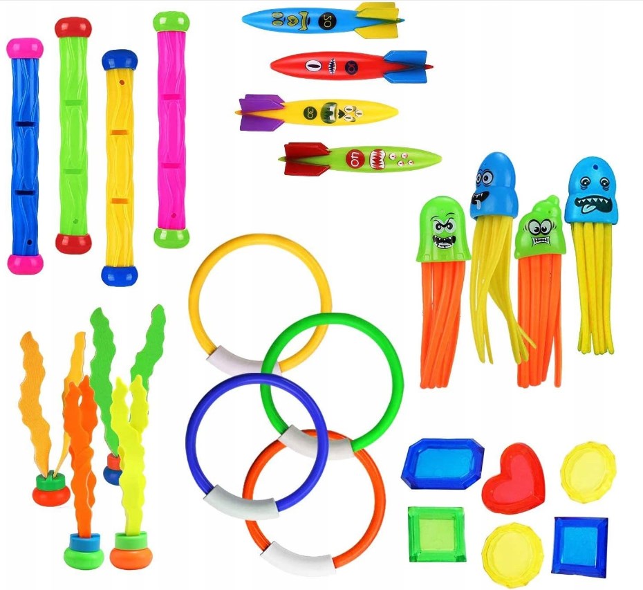 ZABAWKI DO WODY BASENU ZESTAW DO NURKOWANIA LATO Z MEDUZY I RAKIETA 26SZT EAN (GTIN) 5905930940196