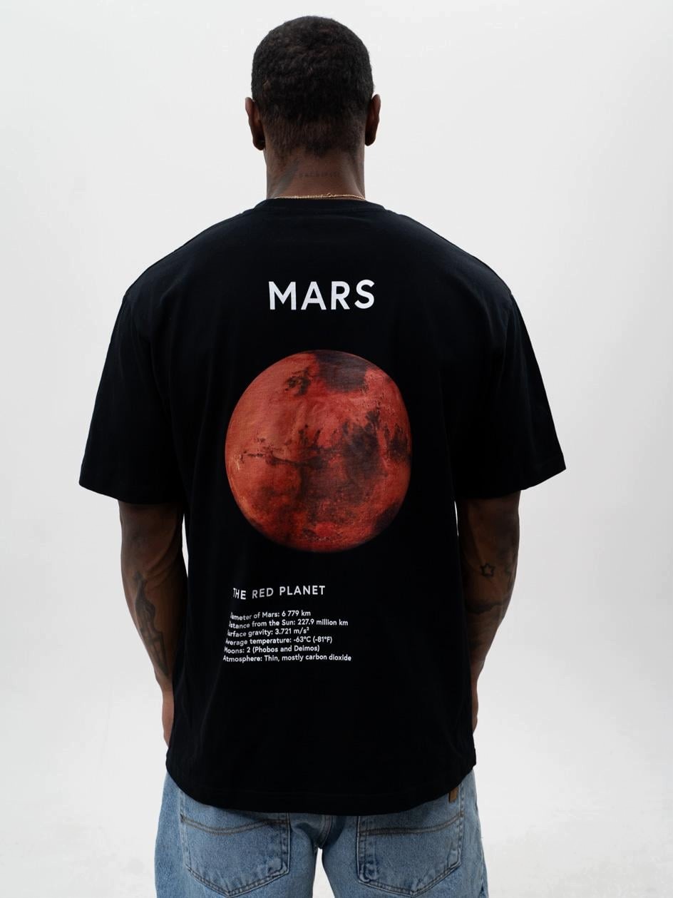 Tričko Tričko Krátký Rukáv Oversize Pánské Černé MyStars Mars XXL