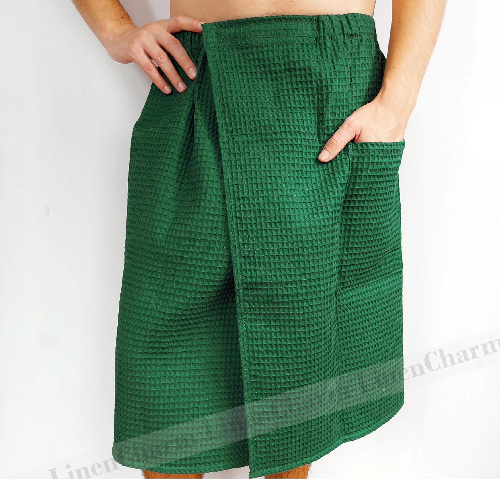 Kilt Do Sauny Męski Ręcznik Do Spa Siłowni Na Basen Wafel Zielony 3XL/4XL