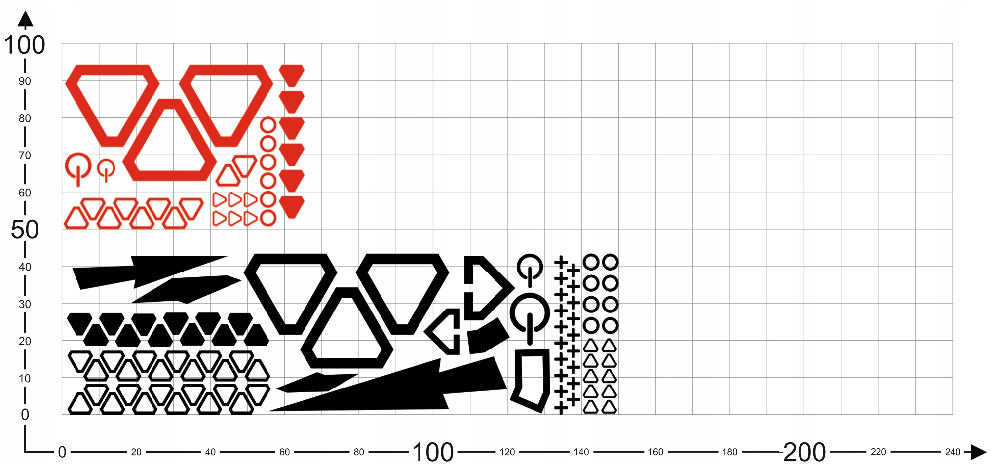 2x NAKLEJKA Grafika na samochód MOTYW ABSTRAKCJA KSZTAŁTY STRZAŁKI 44x215 Długość (cm) 215 cm