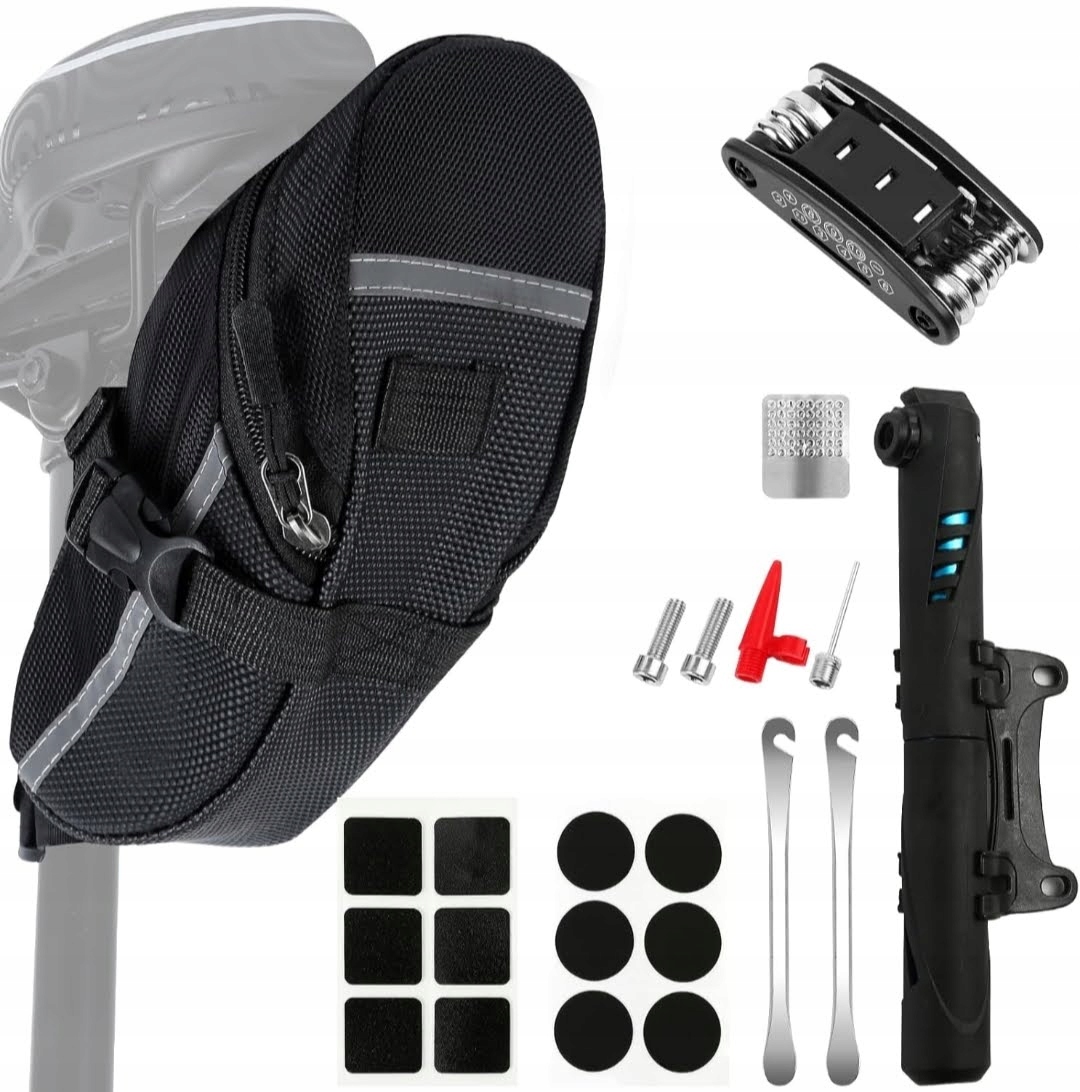Zestaw Naprawczy Do Roweru Wielofunkcyjny Łatki Klucz Pompka Multitool 16W1