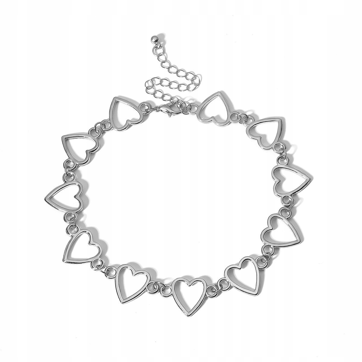 

Naszyjnik kolia choker srebrny z sercami serce