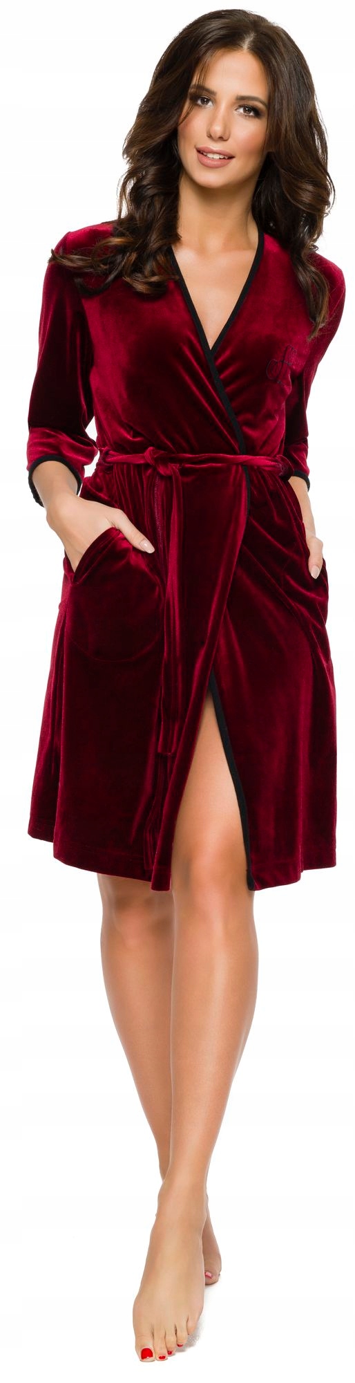 MIĘKKI LEKKI MIŁY SZLAFROK WELUROWY PODOMKA L Rozmiar L