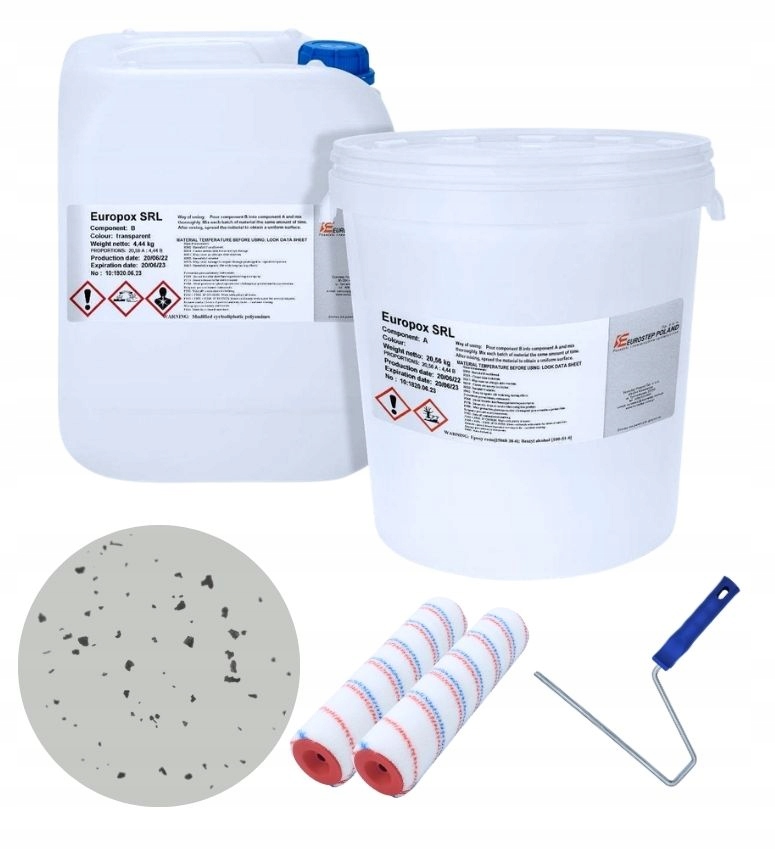 Hotová sada živice s okvetnými lístkami Sivá Čierne okvetné lístky 12-15 m2 Diy garáž