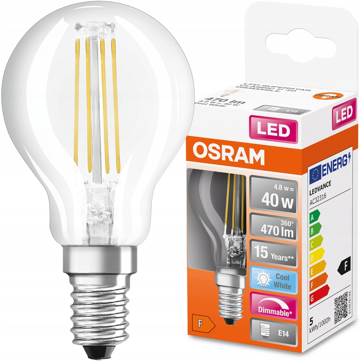

Żarówka Led E14 6,5W 60W 2700K Ściemnialna Osram