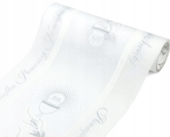 OBRUS BIEŻNIK NA I KOMUNIĘ Srebrny IHS 1mb/35cm