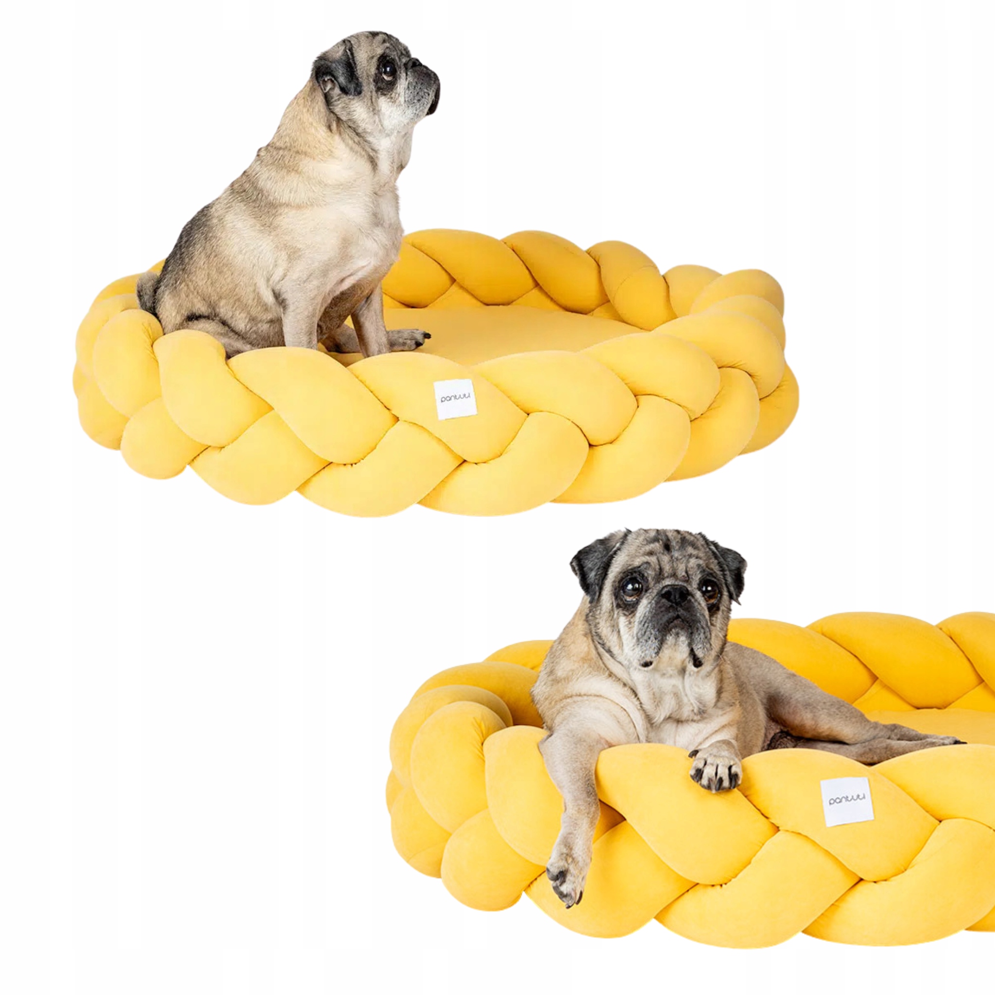 Levně Elegantní pletené pelíšek pro psa Roma, žlutá paměťová pěna #60 S