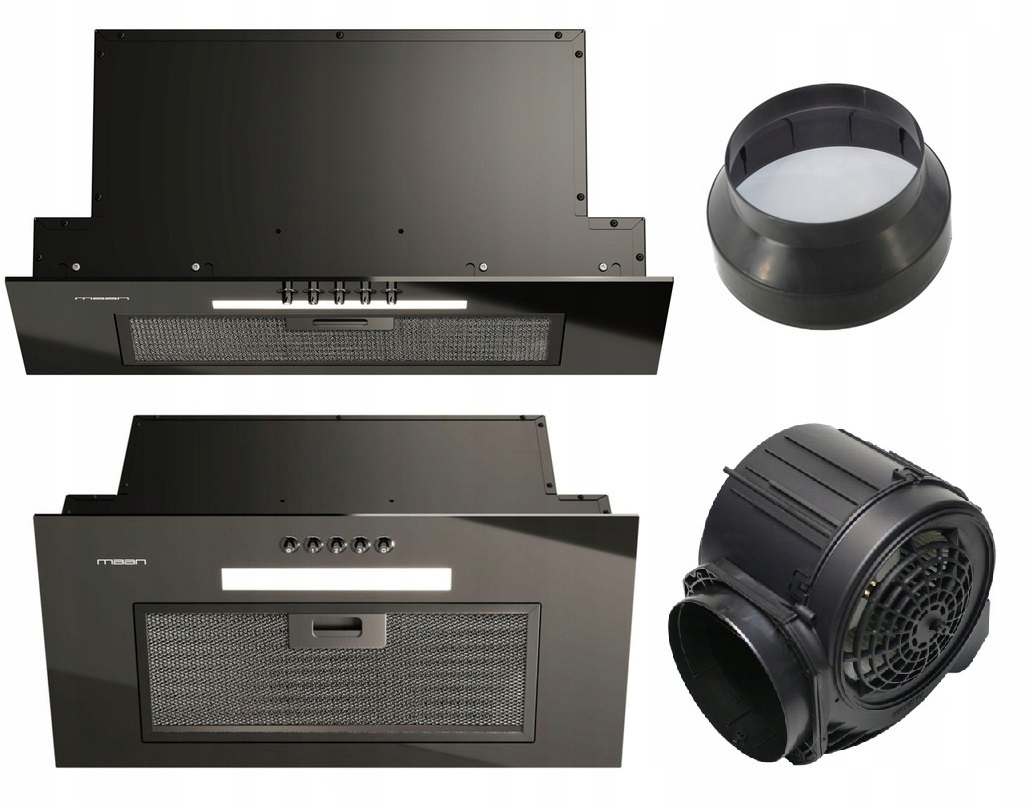 Okap kuchenny do zabudowy Maan Tytan 2 60 czarny 415 m3 Czarny Szkło Wkład