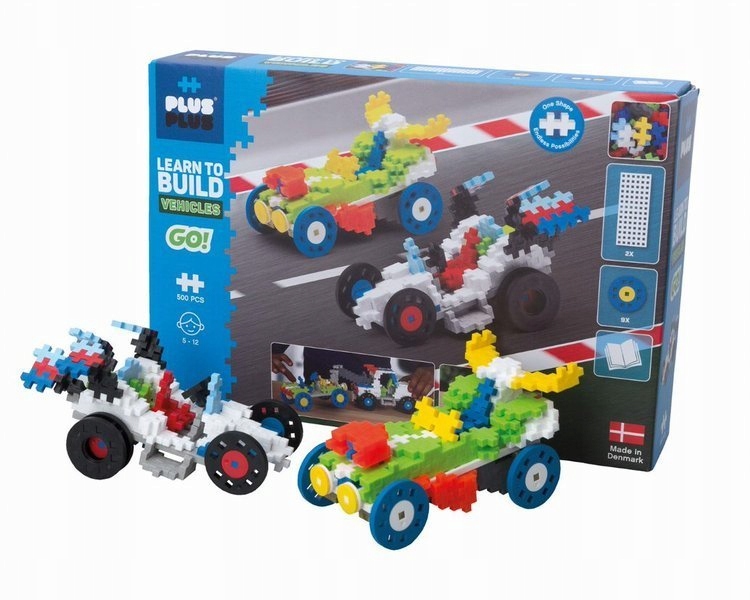 Építőkockák 500 db-os Learn Build versenyautók Márka Plus-Plus