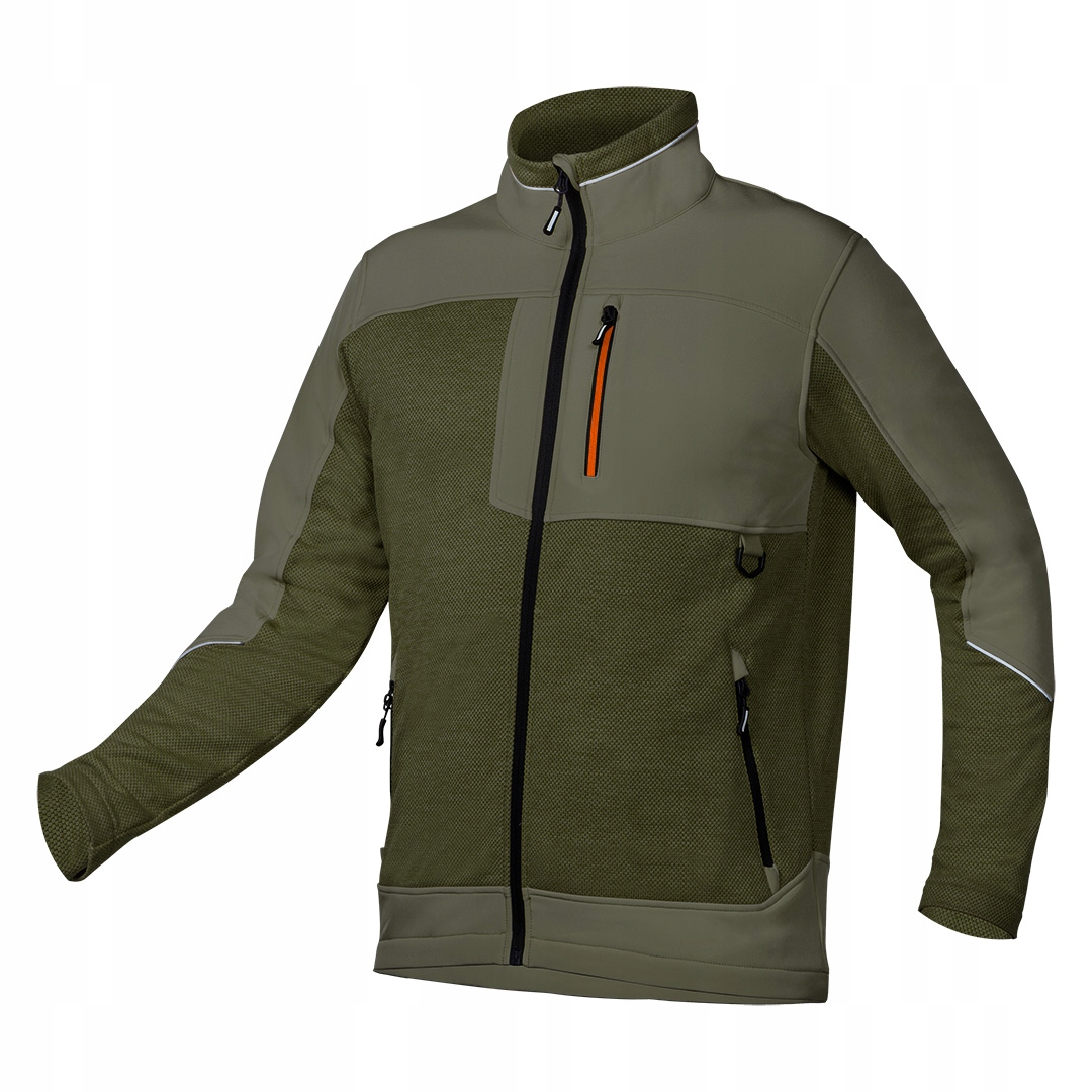 Bluza kurtka softshell Outdoor, zielona męska robocza odblaski rozmiar XXXL