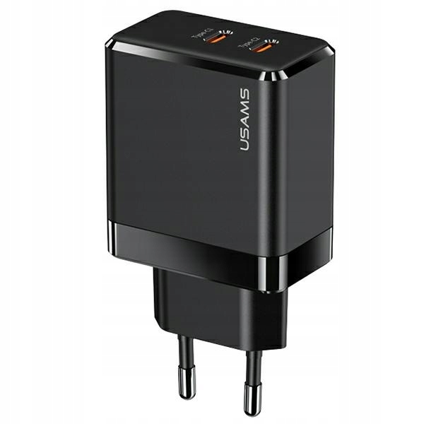 Ładowarka sieciowa Usams 2xUSB-C T54 GaN 40W Pd Fast Charging czarna