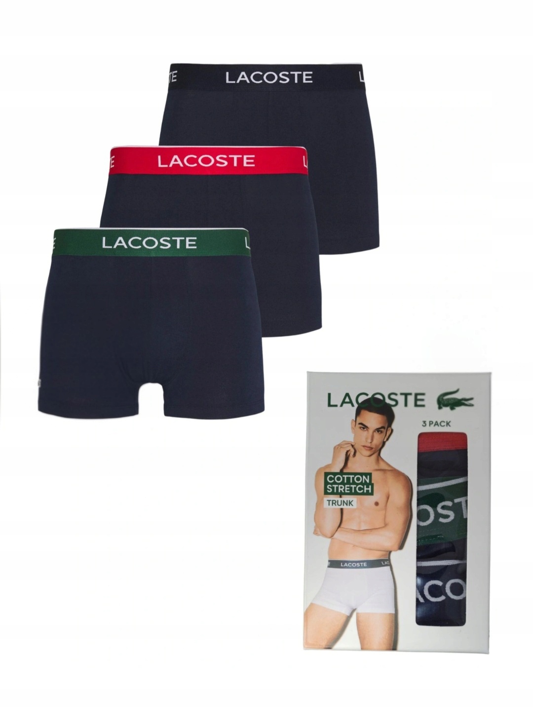 Lacoste 5H1297 Boxerky 3pack tmavě modré slipy šortky bavlna velikost XL