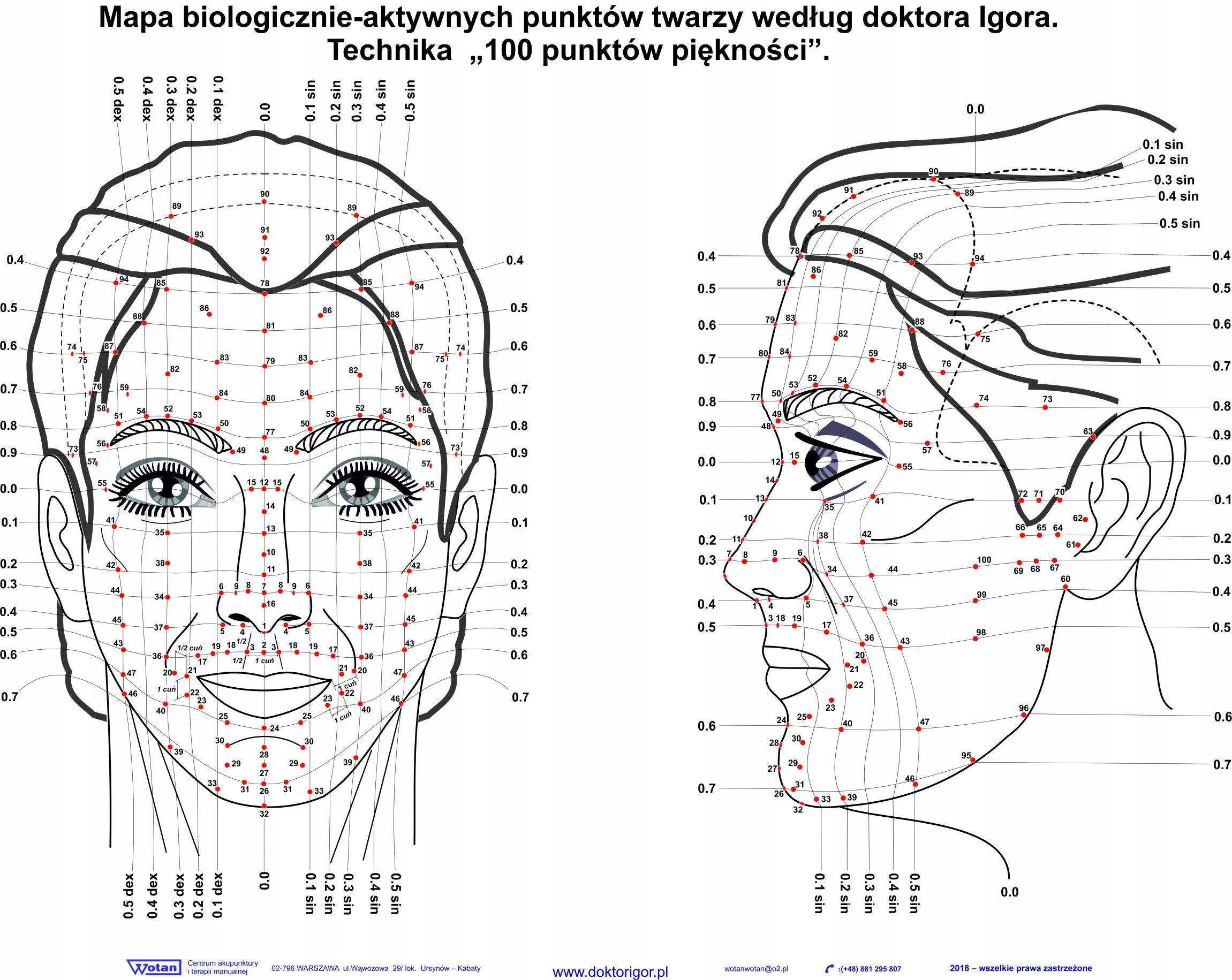 Plakat 100 biologicznie aktywnych punktów twarzy
