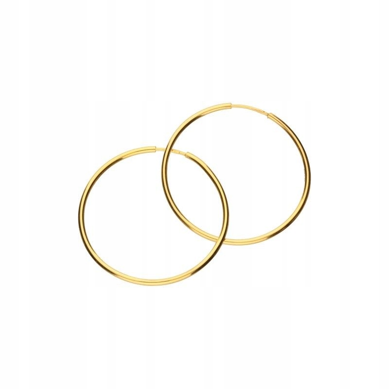 Zlaté Kruhové Náušnice 585 závěsná hladká kolečka elegantní průměr 30 mm