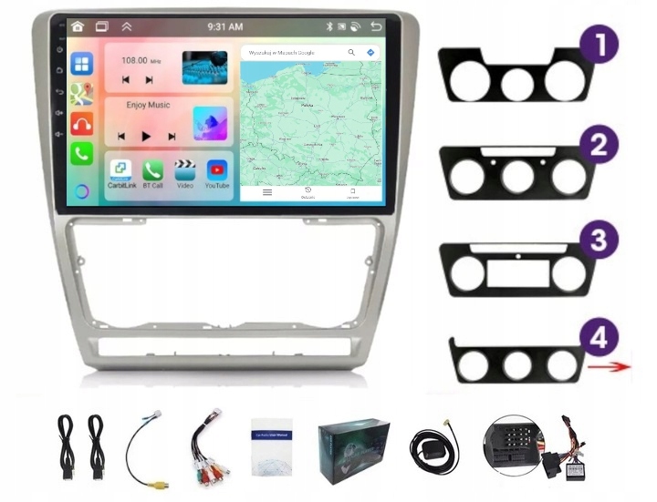 Rádio Navigace Gps Android Škoda Octavia 2 2004-2013 Carplay 4/64GB