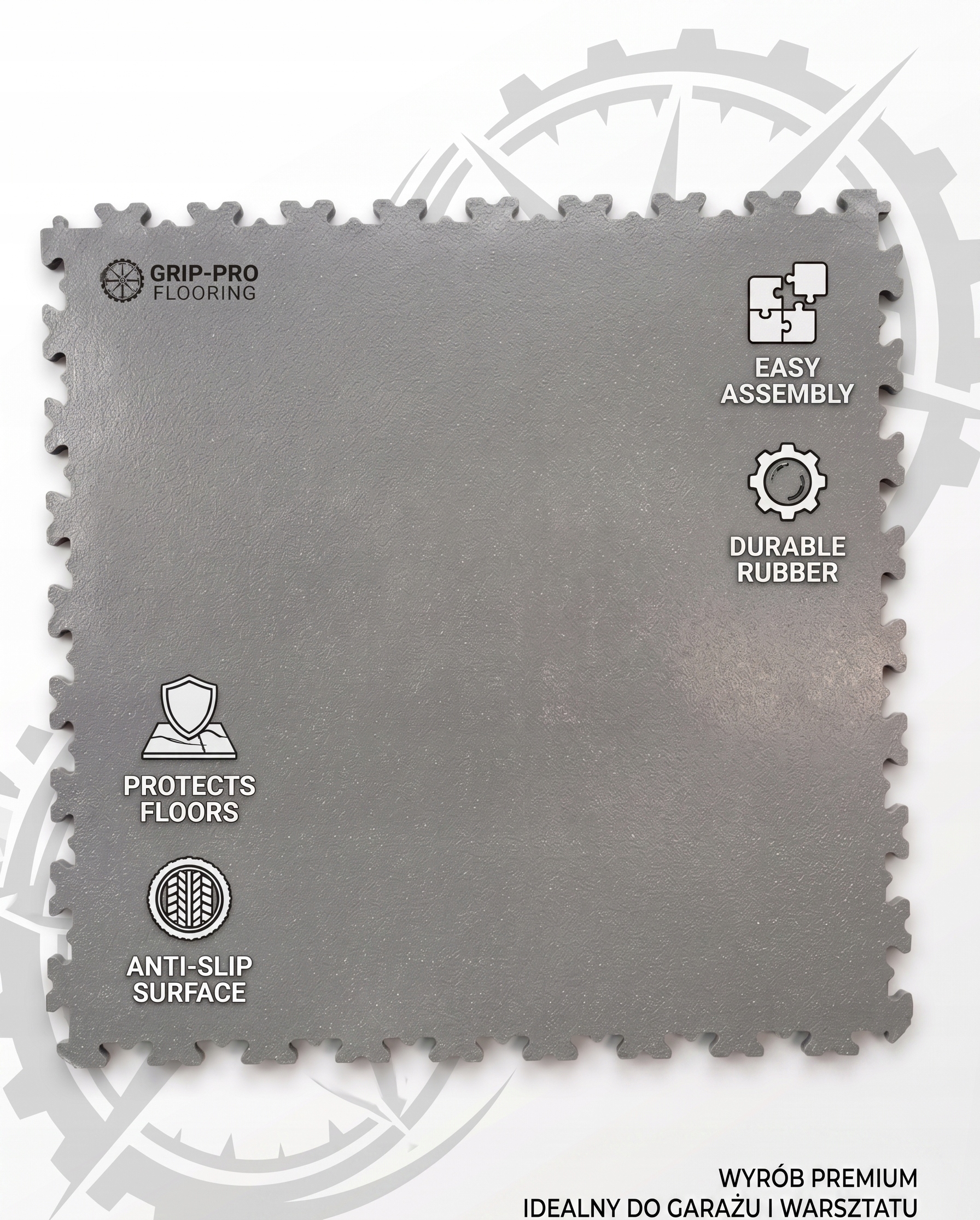 PODŁOGA MODUŁOWA 50x50 SZARA PVC PŁYTKI GARAŻ WARSZTAT SYSTEM PUZZLE