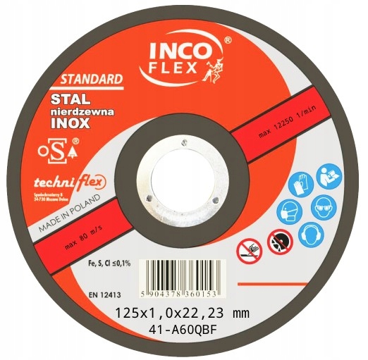 TARCZA DO CIĘCIA STALI INOX INCO FLEX 125 x 1,0