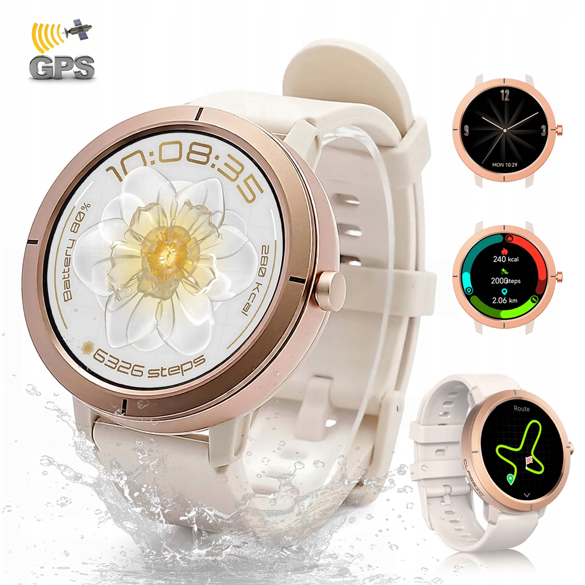 Gps Smart hodinky dámske 50m vodotesné 1.32" Amoled hovor Pulz Sk Menu