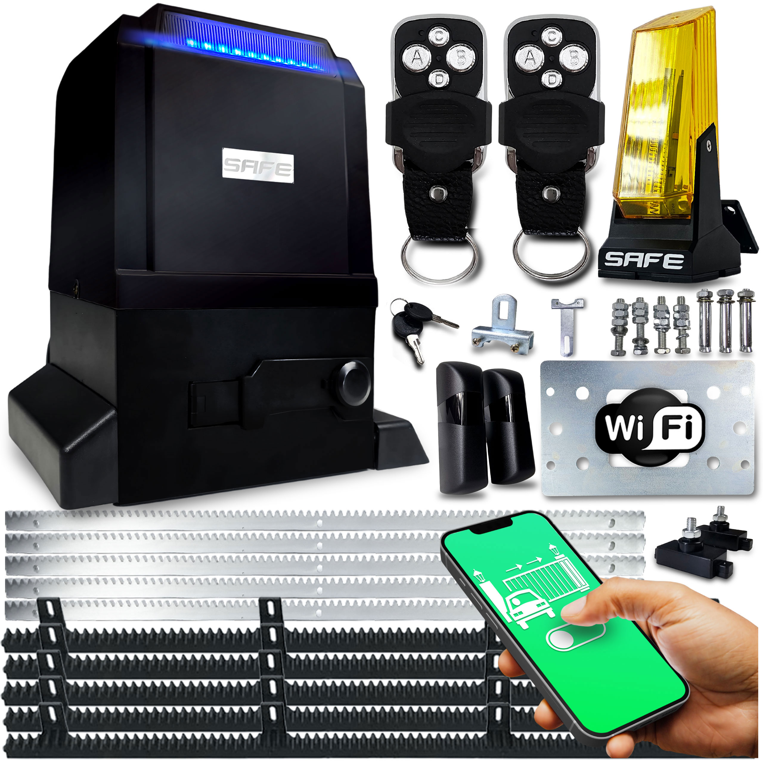 Set Pohon Pro Posuvné Brány 800 kg 2 ovladače 5 X Wifi automatová lišta