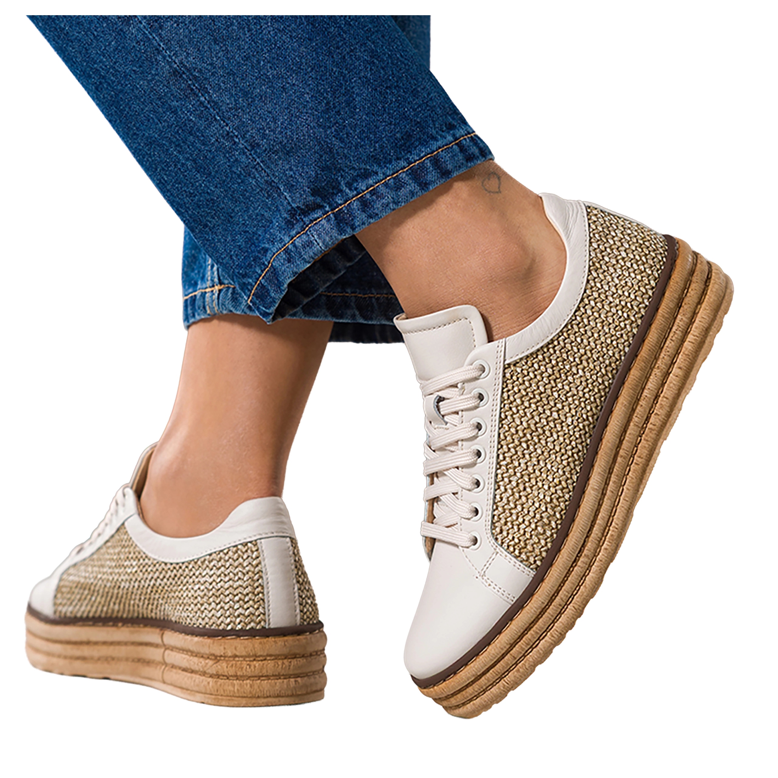 Béžové Tenisky Dámské Modne Sportovní Pletené Šněrovací Kožené vel. 40