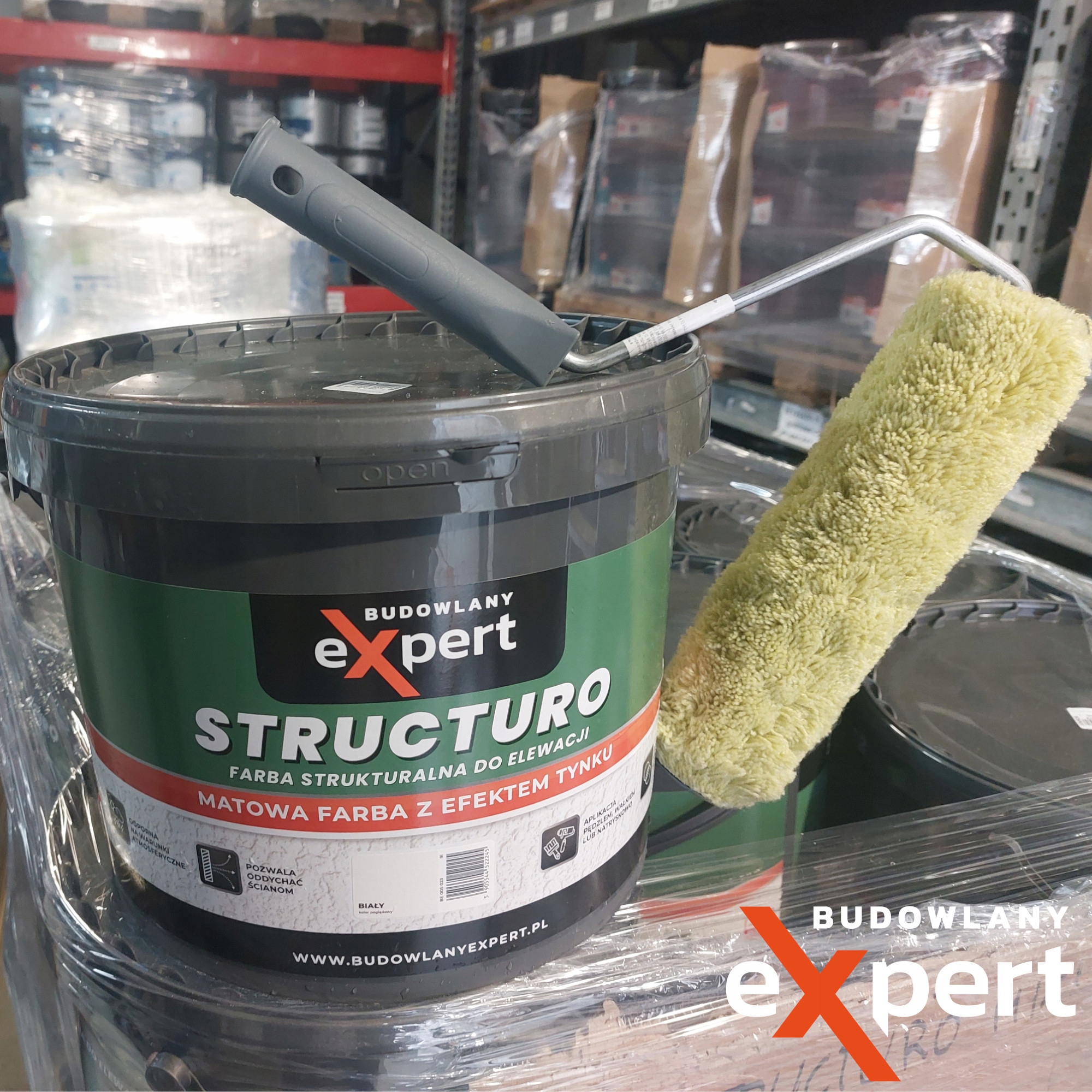 FARBA STRUKTURALNA ELEWACYJNA FASADOWA ZEWNĘTRZNA do malowania DO ZEWNĄTRZ Marka Budowlany Expert