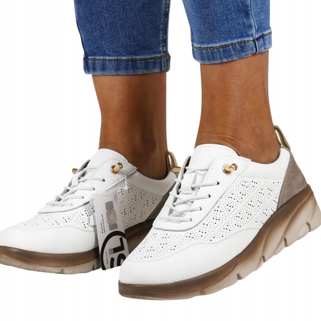 Šněrovací polobotky Kožené Boty Na Klínku Lehké Pohodlné Bílé Boty 40