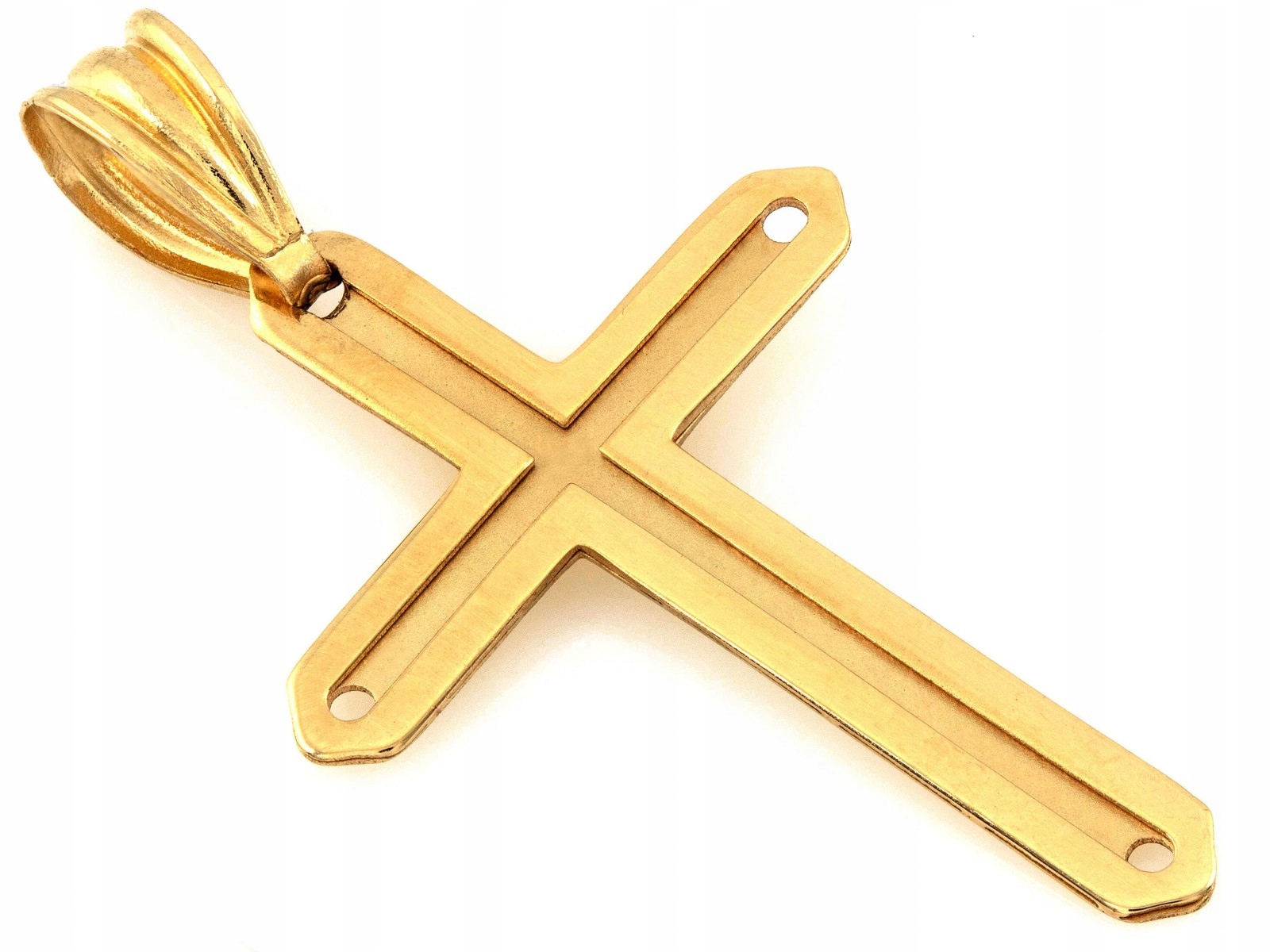 Zlatý křížek bez proužku 585, lesklý křížek z hladkého 14kt zlata