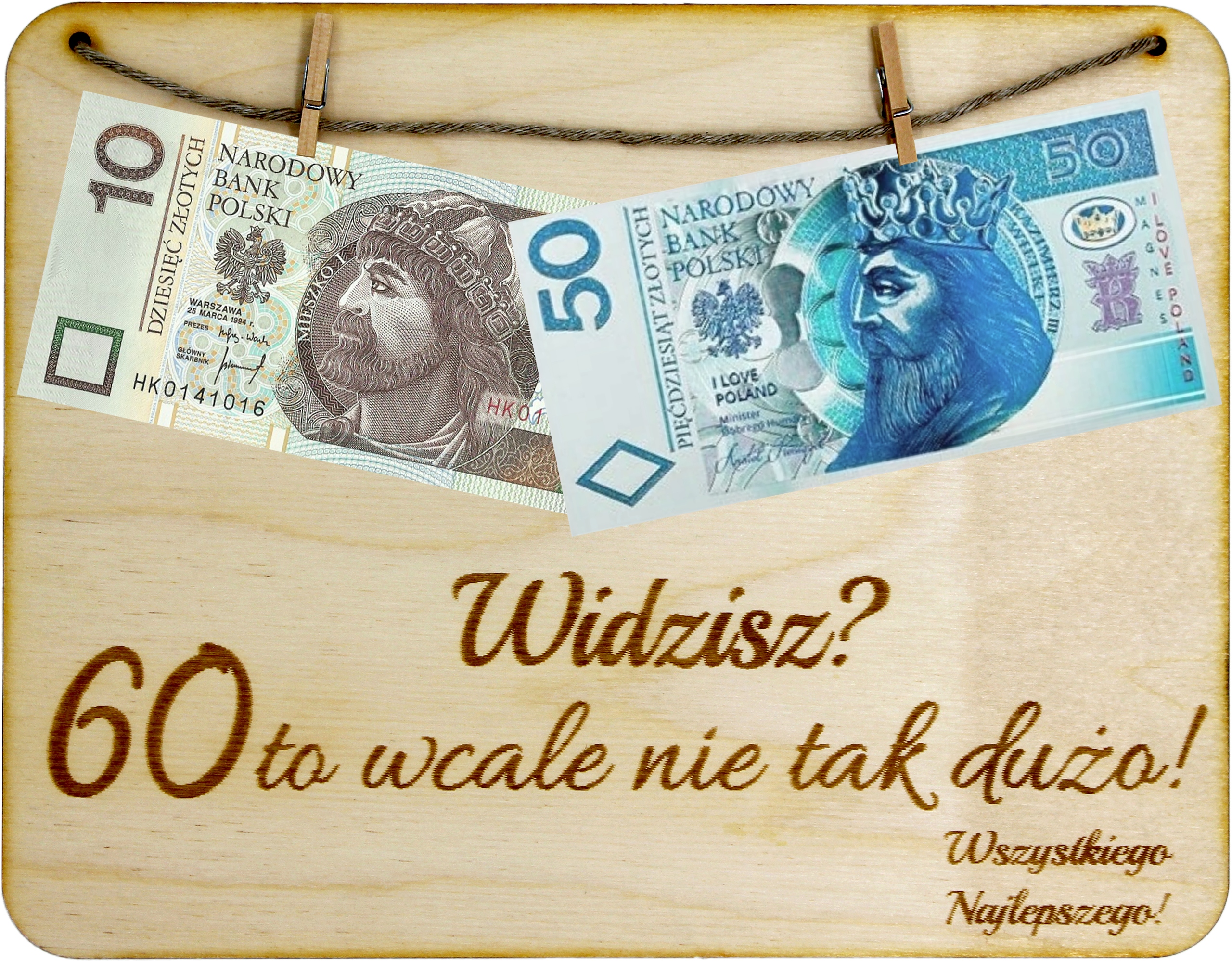

Na 60 Urodziny Ramka Tabliczka Pieniądze