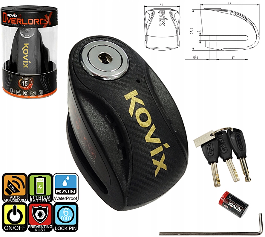 Zámek Kotoučové Brzdy S Alarmem 120dB! Kovix Ideální Pro Velké Motocykly