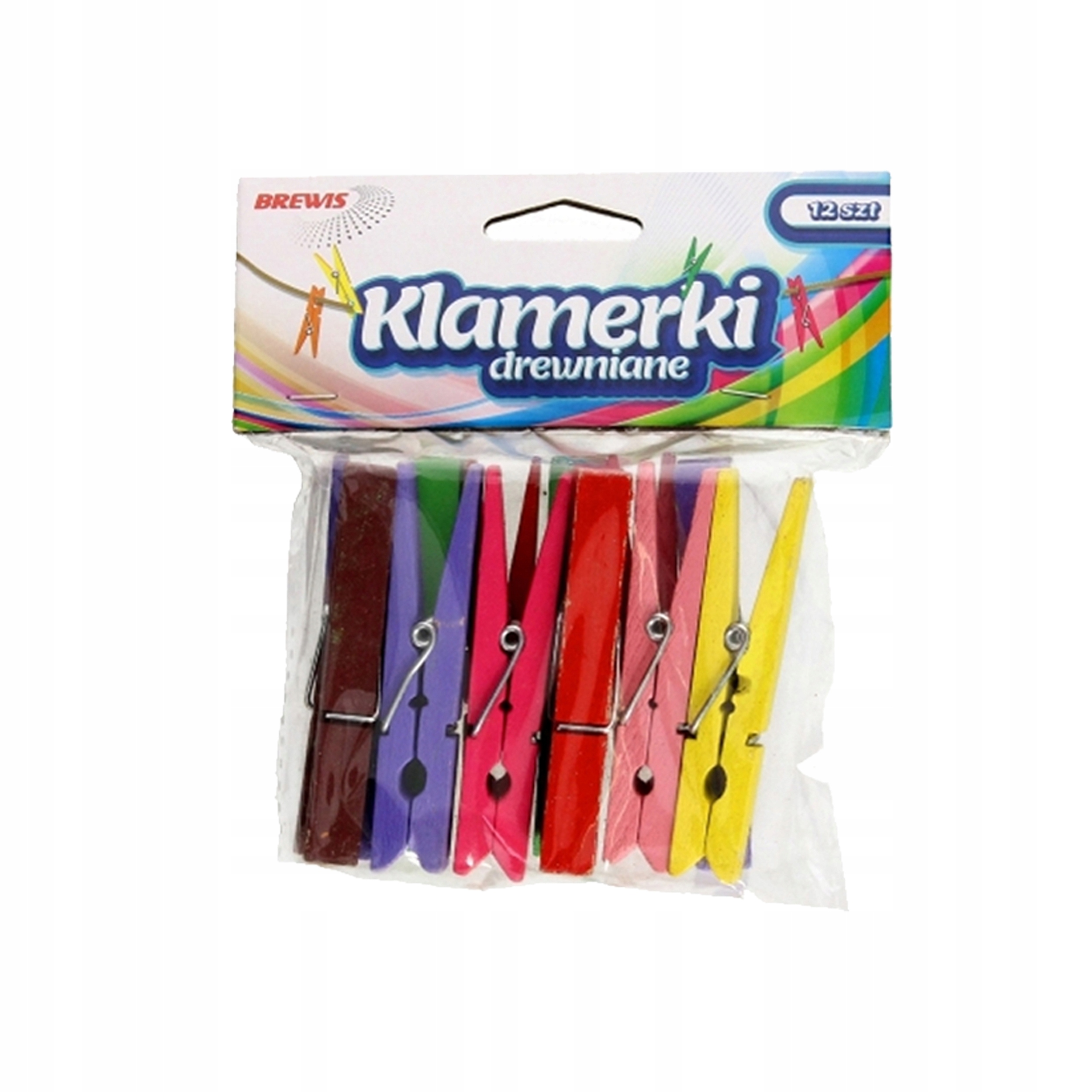 Klamerki kolorowe 7,5cm 12szt