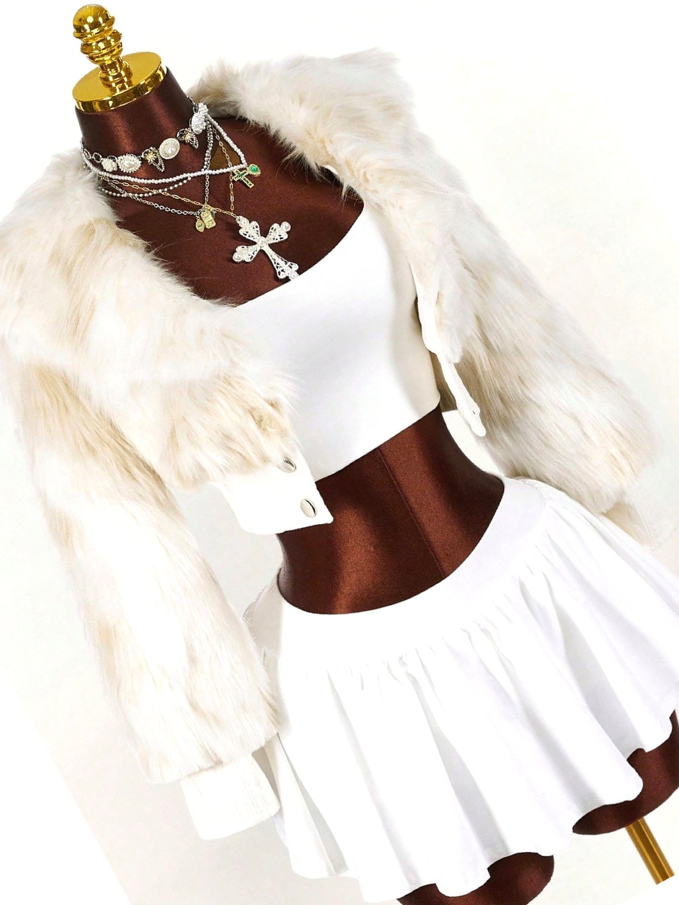 Dámské Glamour Krátké Stylové Kožíšek Béžové M 38