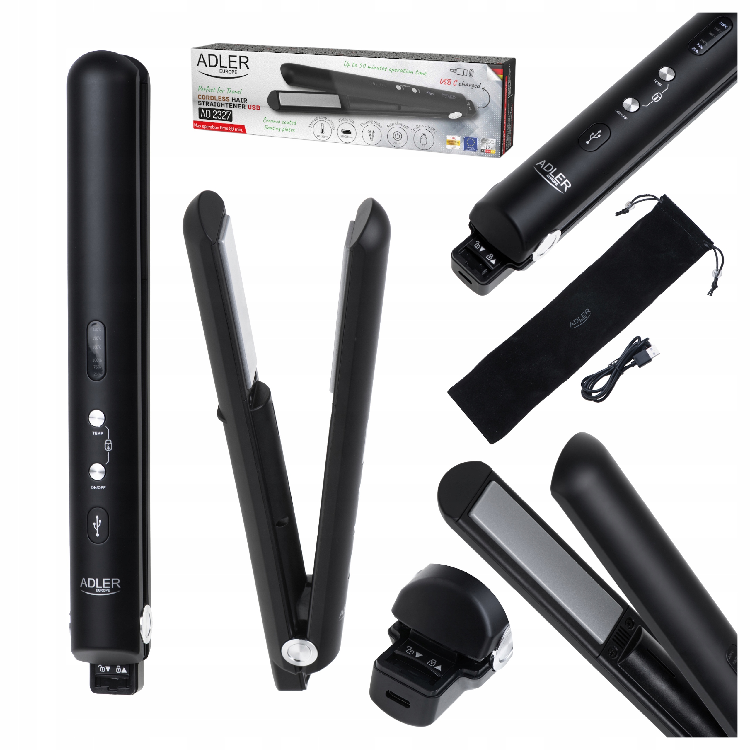 Prostownica bezprzewodowa podróżna Usb Adler Ad 2327 czarna