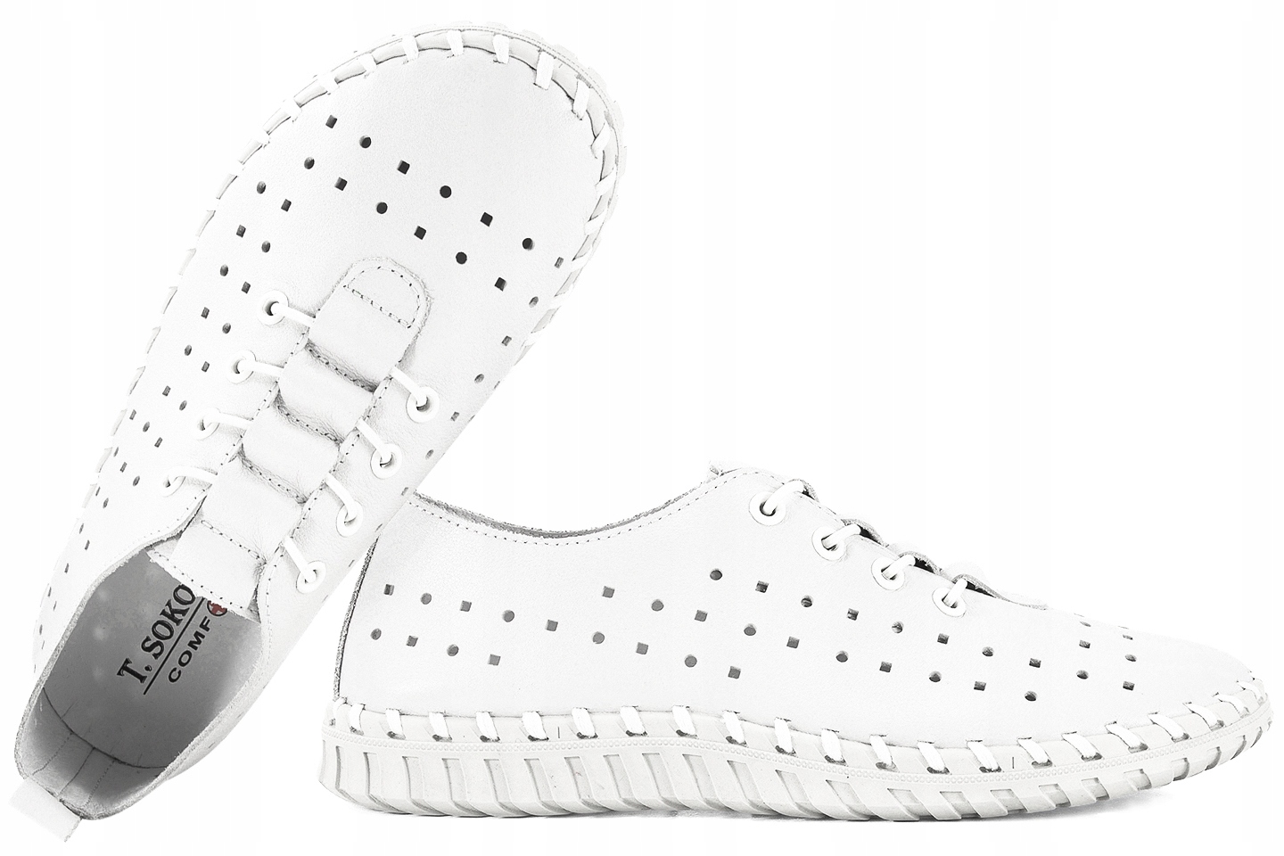 T.sokolski Lyn W26-02 Ažurové Dámské Kožené Polobotky, bílé, bílá, 41