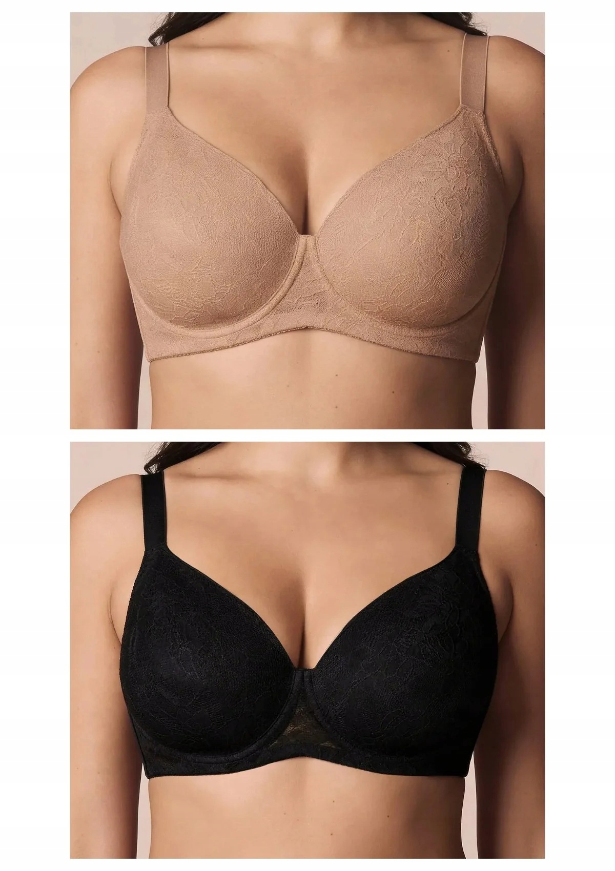 Lormar 453L měkká krajková podprsenka 2 ks béžová černá 90C