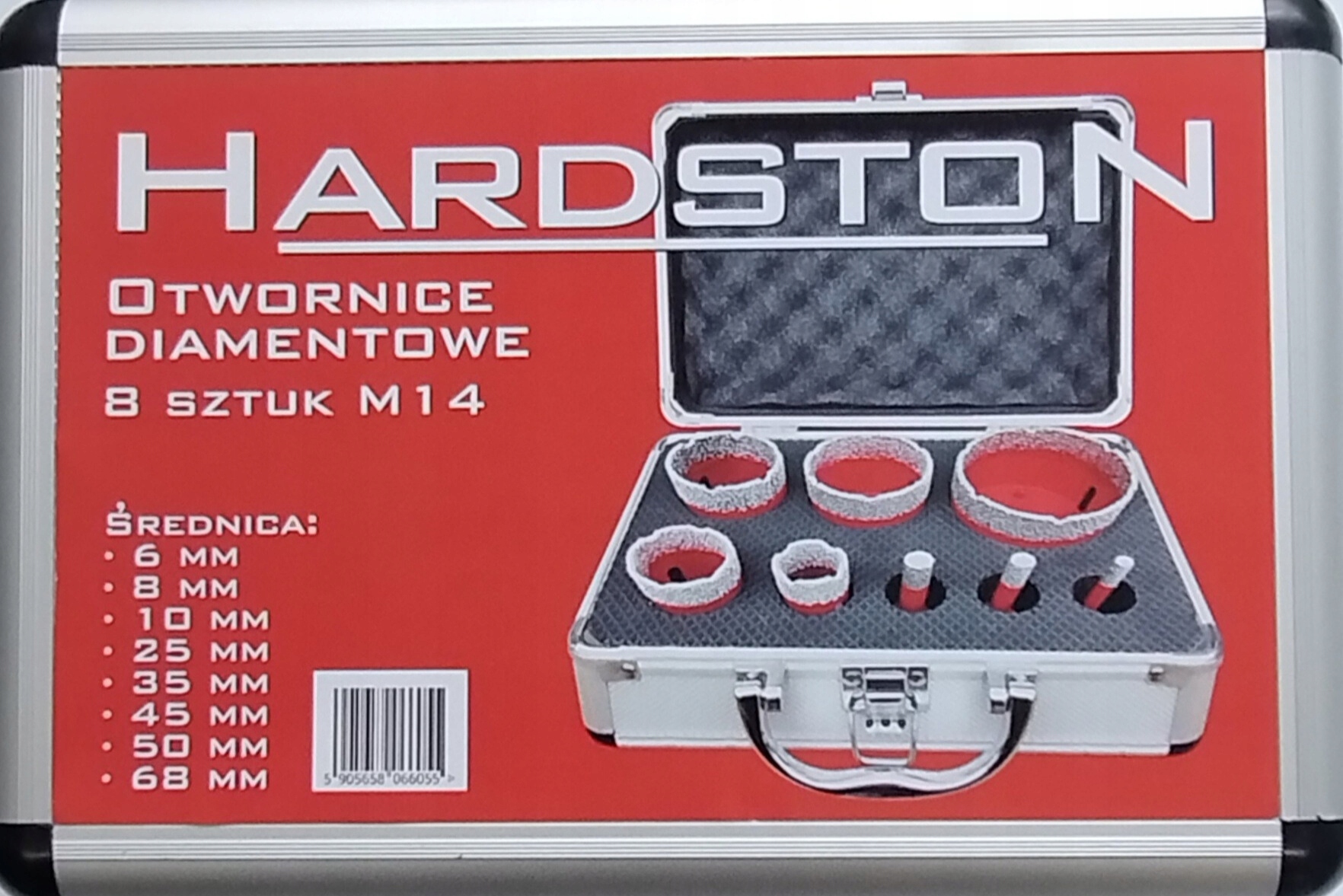 Otwornice diamentowe koronki do gresu zestaw 8 sztuk 6-68 M14